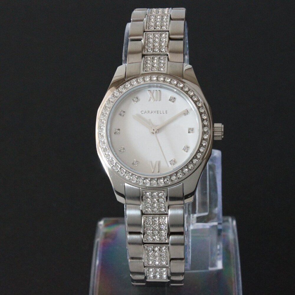 Retro Caravelle Sport Ladies Quartz Watch 154 Austrian Crystals Stainless 28mm - Picture 3 of 13